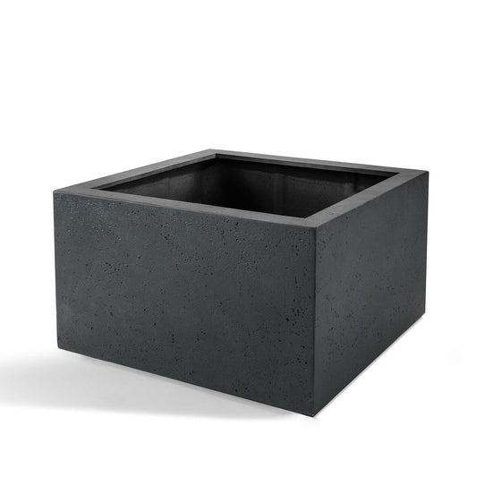 Pot Grigio Low Cube Antraciet - D80 x H60 - Happy City Plants