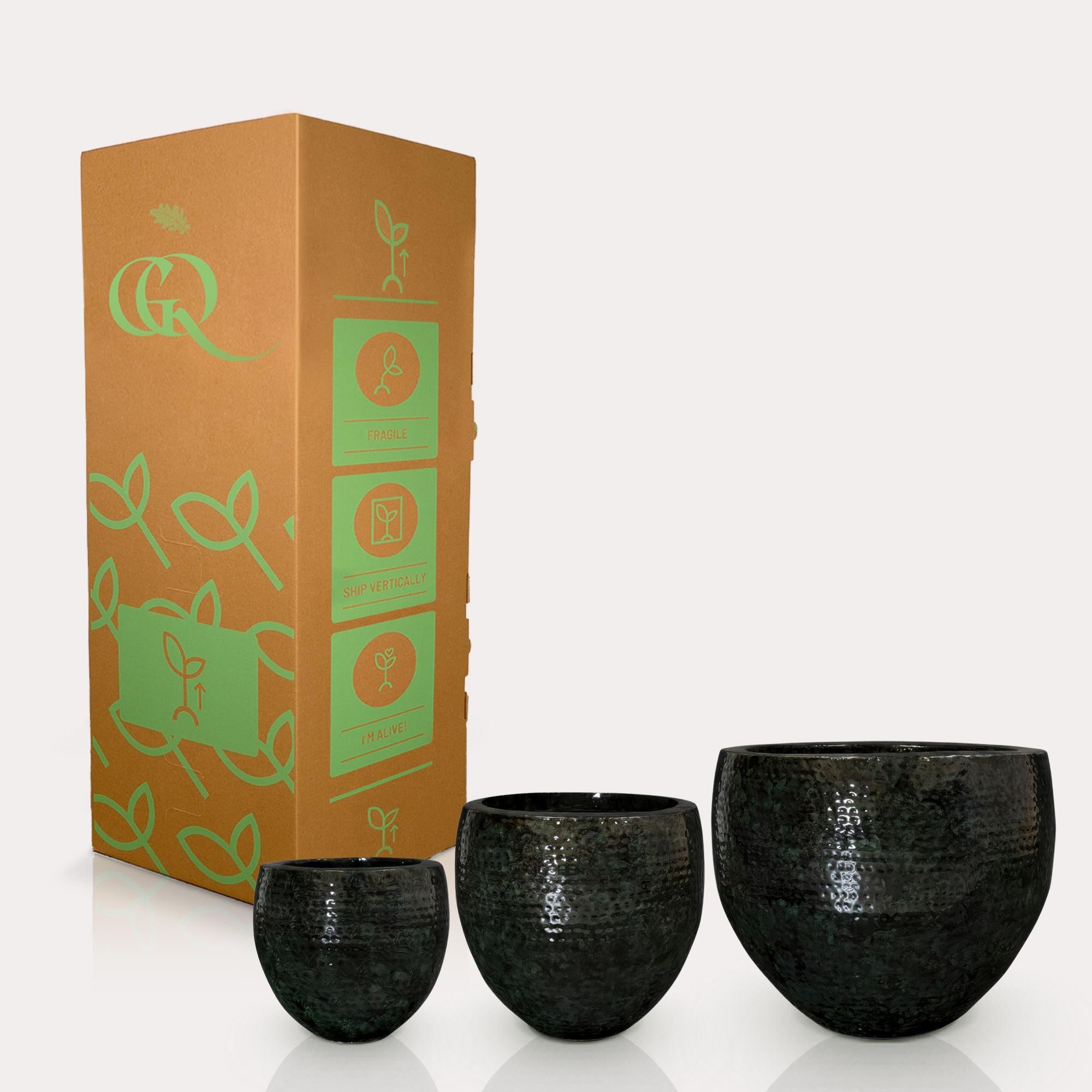 Set van 3 potten - Thom Zwart metaal - Width - Happy City Plants