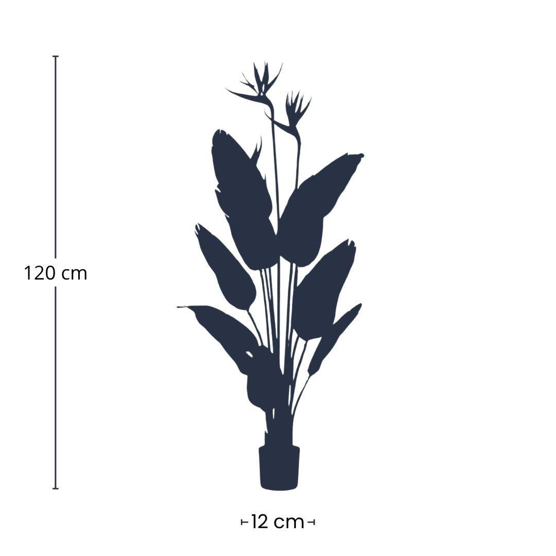 Strelitzia met bloemen - 120cm - In zwarte pot - Kunstplant - Happy City Plants