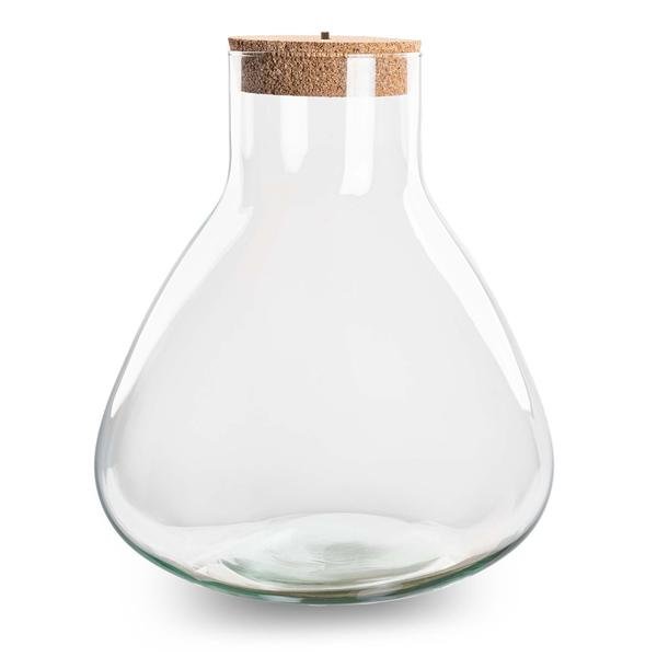 Terrarium fles - Erlenmeyer XL met verlichting in kurk - 32 cm hoog - Happy City Plants