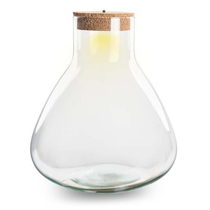 Terrarium fles - Erlenmeyer XL met verlichting in kurk - 32 cm hoog - Happy City Plants