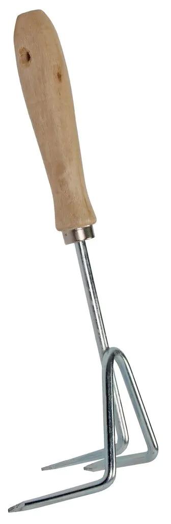 Handkrabbertje - Drietand - Verzinkt staal - Houten handvat