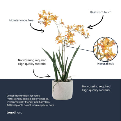Renanthera Orchidee Geel & Oranje in pot - 56 cm - Kunstplant