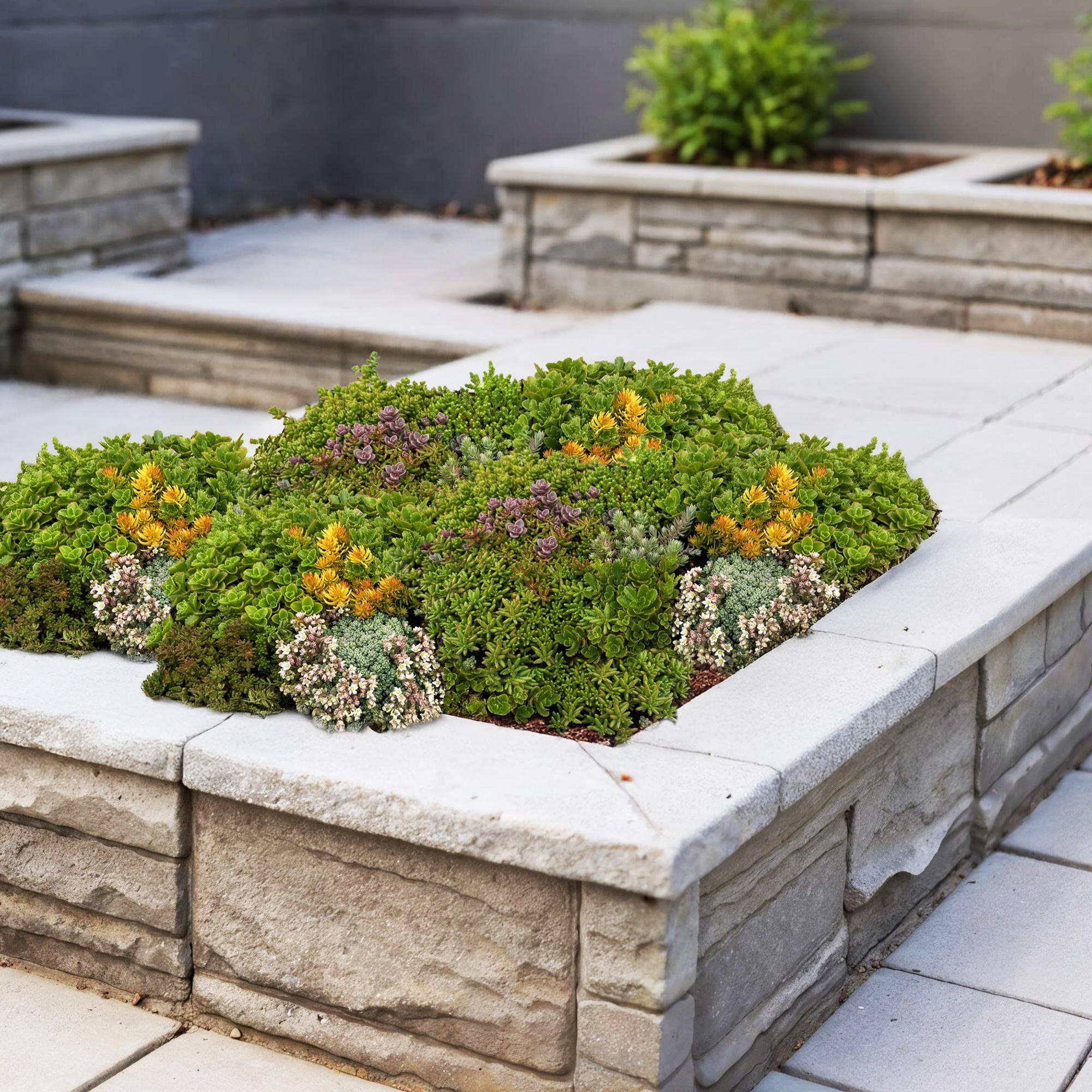 Green boutiQ - Bodembedekker - Winterhard - Sedum mat - Bestaat uit 10 soorten - X4 - Weinig Onderhoud - Lengte 50 Breedte 30