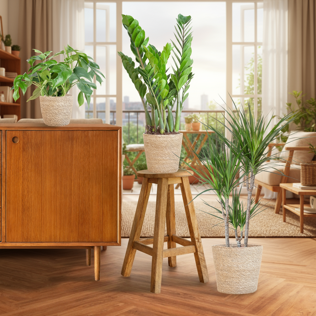 Schaduw Plantenbox - medium - met mand Sofia