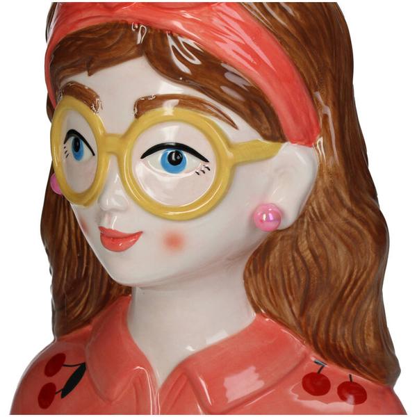 Vaas Fashion Lady ‘Jessie’ 27 cm – Met Bril en Haarband - Happy City Plants