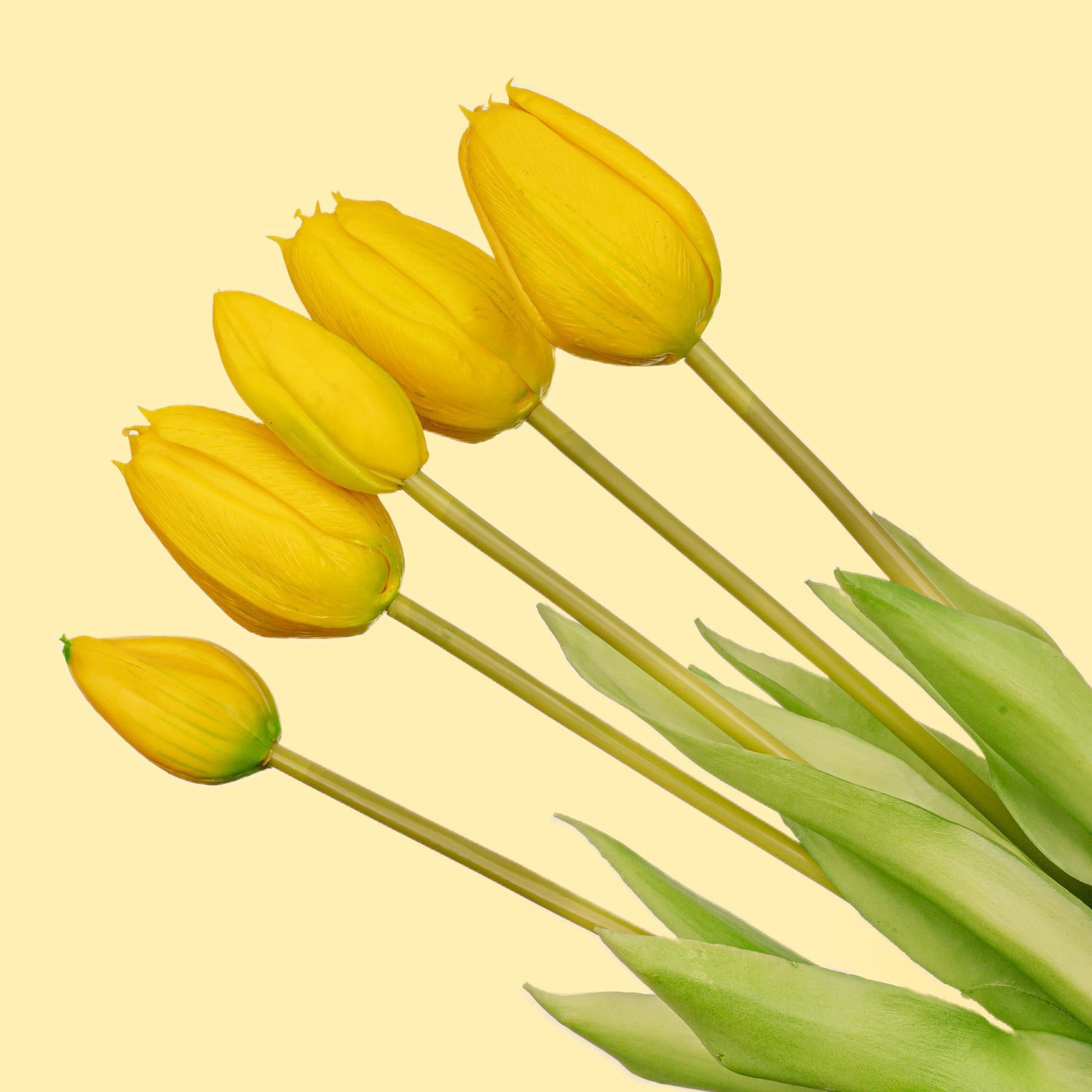 Vaas Vaas Lady 'Kylie' ↑ 27 cm + 10x real touch Tulpen Geel (yellow) - Happy City Plants